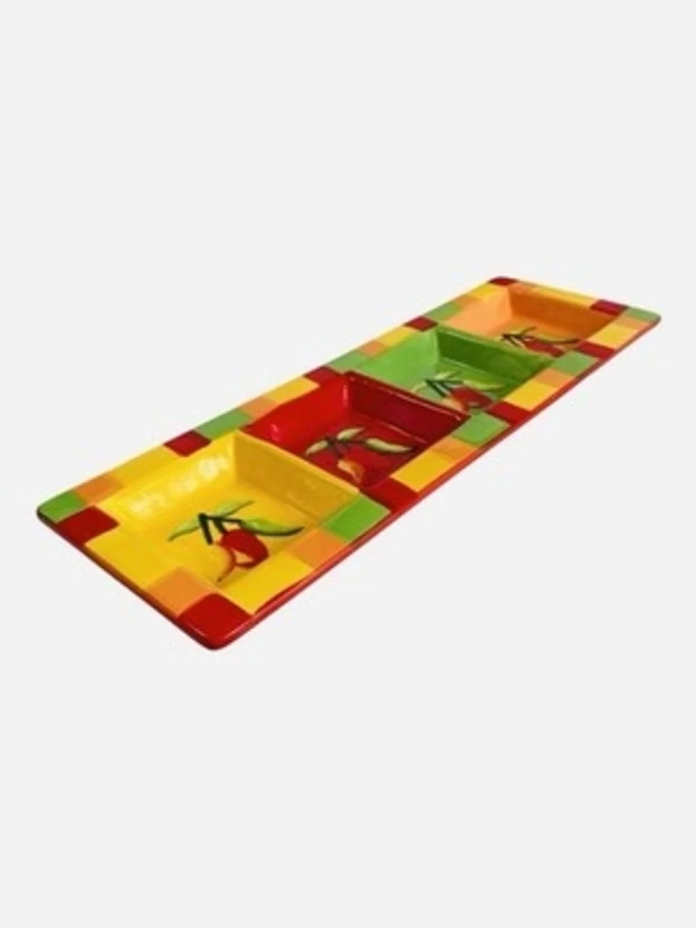 Vintage Ceramic Chili Pepper 4-Section Divided Serving Tray 18